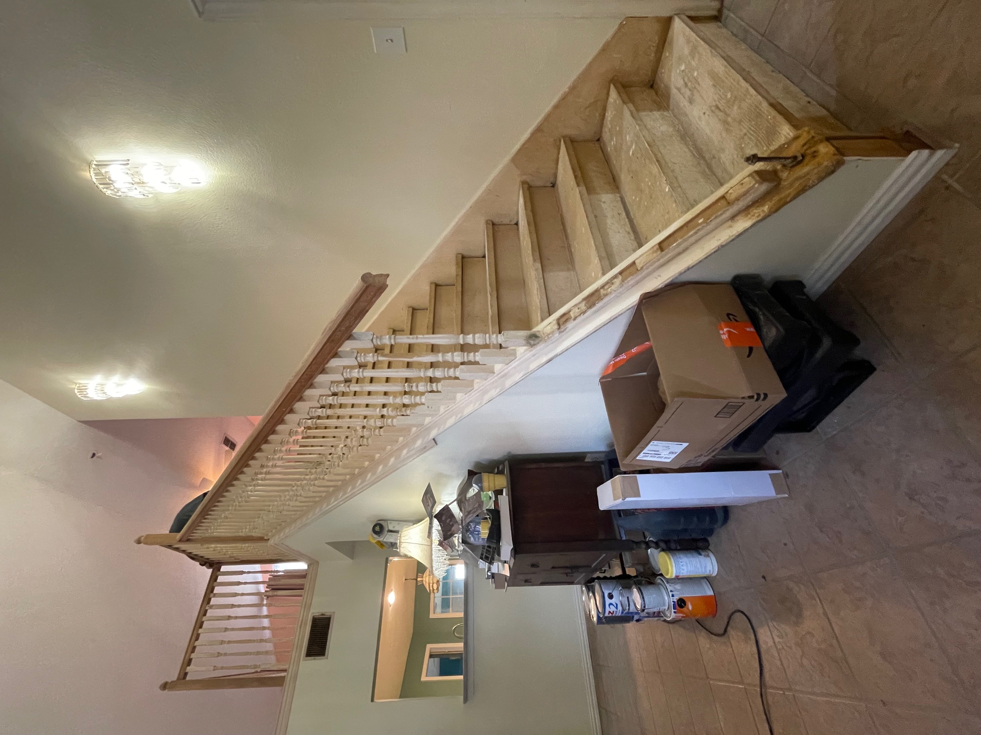 The Entry Staircase in Keller, TX before the renovation